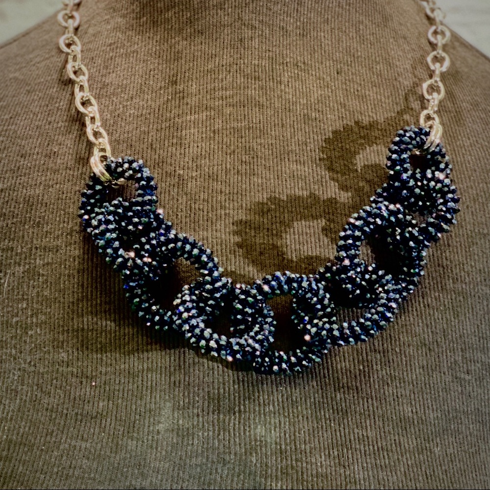 Gorgeous Midnight Blue Beaded Talbots Necklace